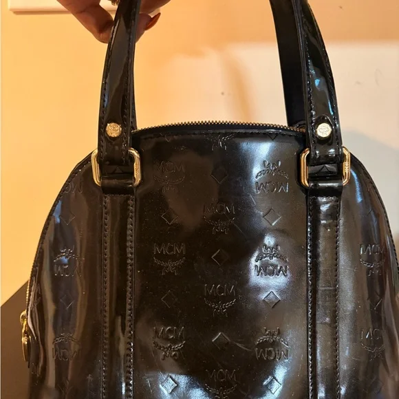MCM Glossy Black Satchel Bag - Picture 8 of 8